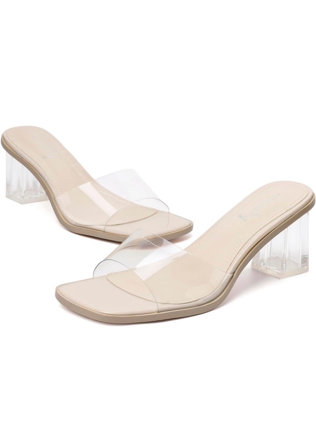 Vivianly Women’s Clear Strap Low Block Heels - Us Size 9